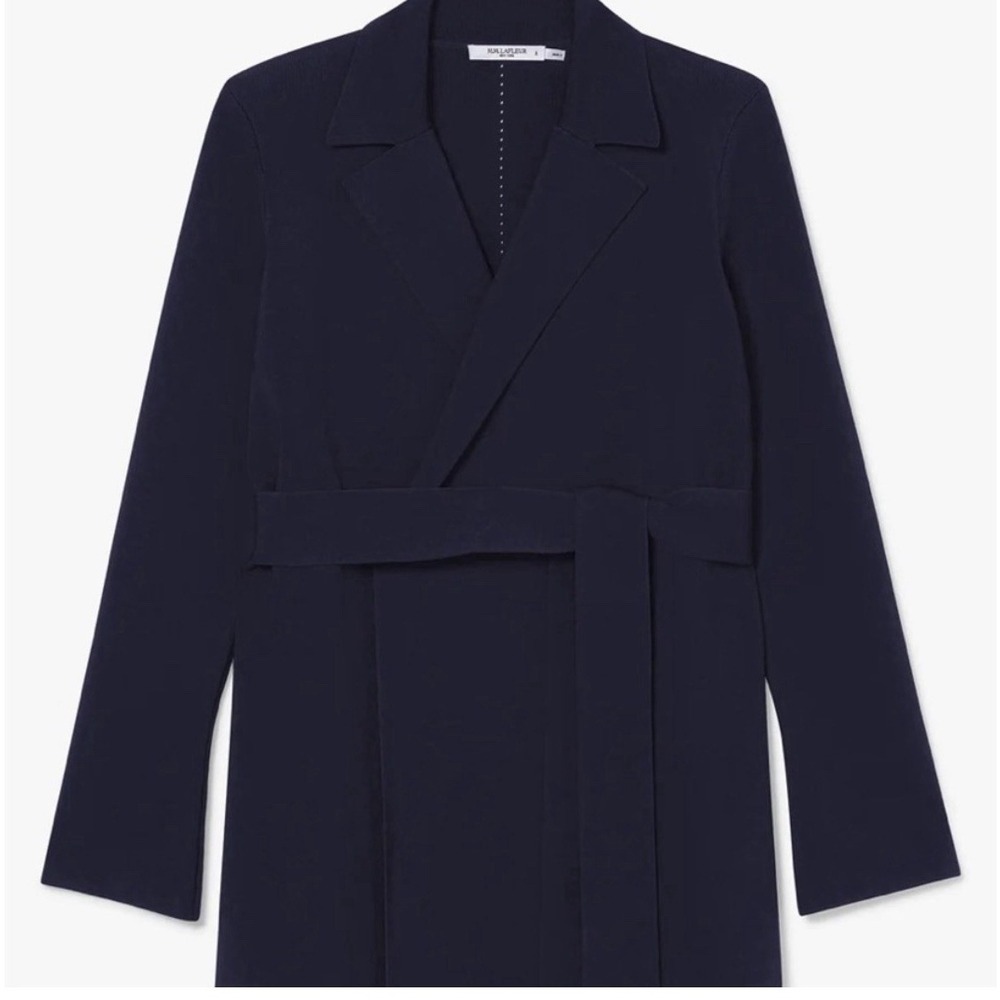 MM Lafleur Merritt Jardigan Navy Blue Belted Knit Cardigan‎ Jacket Wrap Large